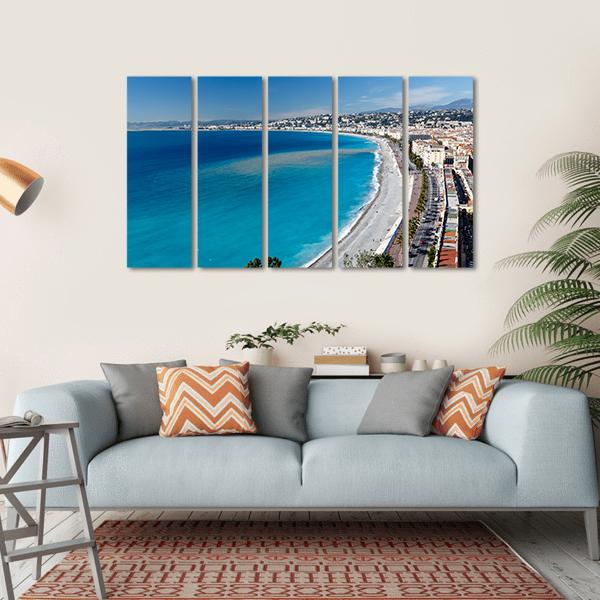 Promenade Des Anglais And Beach In Nice Canvas Wall Art-5 Horizontal-Gallery Wrap-22" x 12"-Tiaracle