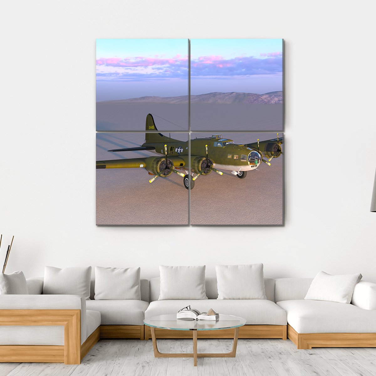 Propeller Fighter Canvas Wall Art-4 Square-Gallery Wrap-17" x 17"-Tiaracle