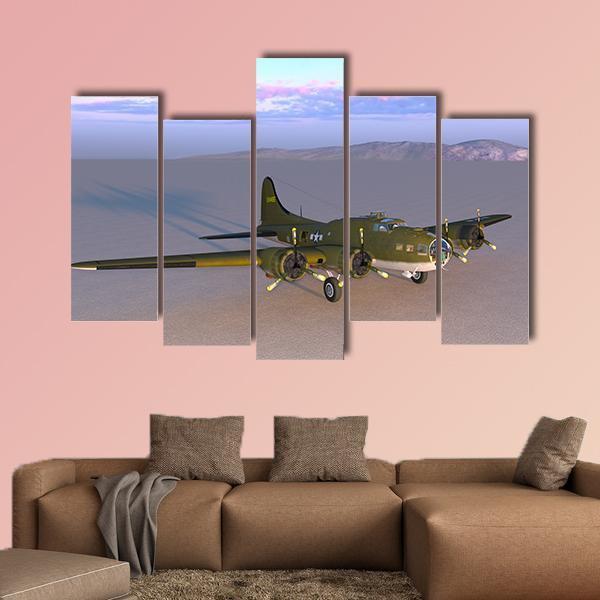 Propeller Fighter Canvas Wall Art-5 Pop-Gallery Wrap-47" x 32"-Tiaracle