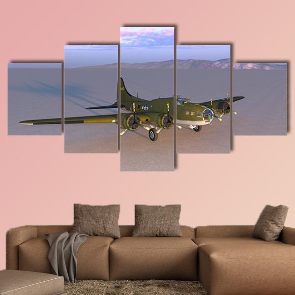 Propeller Fighter Canvas Wall Art-5 Star-Gallery Wrap-62" x 32"-Tiaracle
