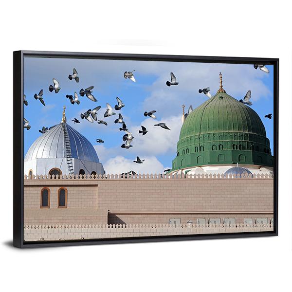Prophet Muhammed Holy Mosque Canvas Wall Art-3 Horizontal-Gallery Wrap-25" x 16"-Tiaracle