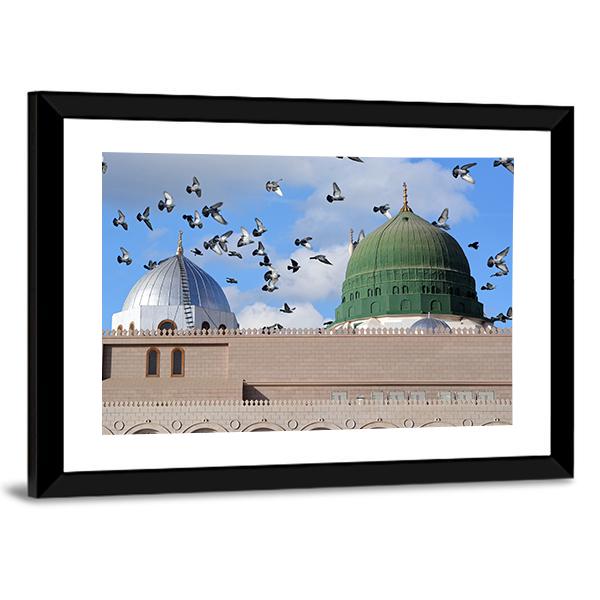 Prophet Muhammed Holy Mosque Canvas Wall Art-3 Horizontal-Gallery Wrap-25" x 16"-Tiaracle