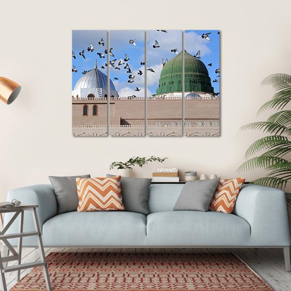 Prophet Muhammed Holy Mosque Canvas Wall Art-4 Horizontal-Gallery Wrap-34" x 24"-Tiaracle