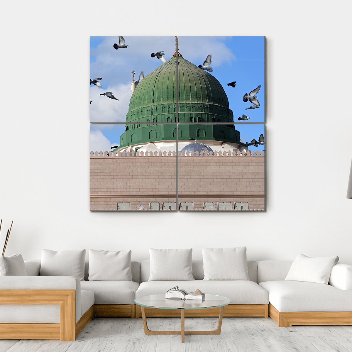 Prophet Muhammed Holy Mosque Canvas Wall Art-4 Square-Gallery Wrap-17" x 17"-Tiaracle