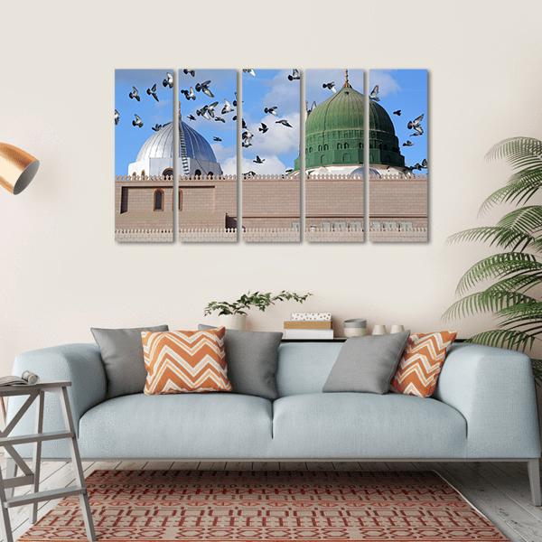 Prophet Muhammed Holy Mosque Canvas Wall Art-5 Horizontal-Gallery Wrap-22" x 12"-Tiaracle