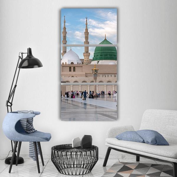 Prophet's Mosque In Medinah Vertical Canvas Wall Art-3 Vertical-Gallery Wrap-12" x 25"-Tiaracle