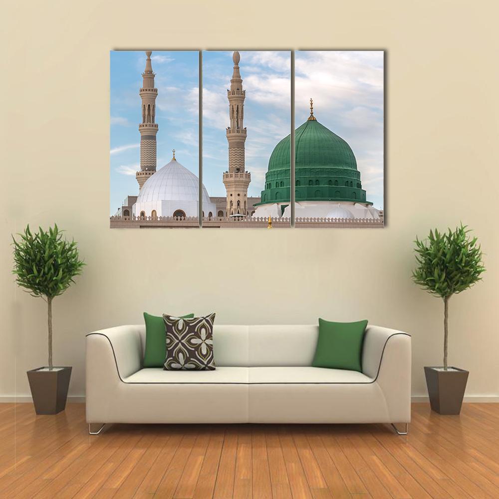 Prophet's Tomb Under The Green Dome Canvas Wall Art-3 Horizontal-Gallery Wrap-37" x 24"-Tiaracle
