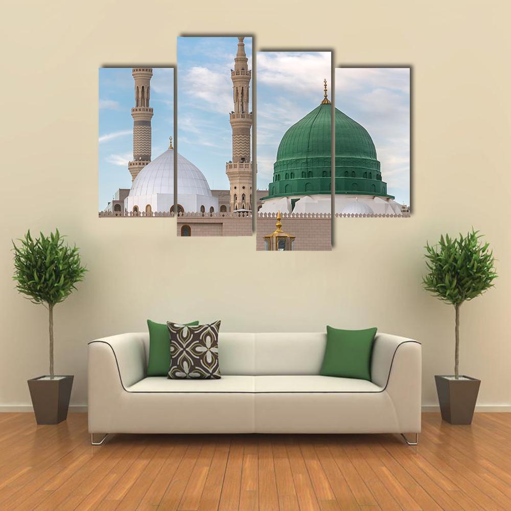 Prophet's Tomb Under The Green Dome Canvas Wall Art-4 Pop-Gallery Wrap-50" x 32"-Tiaracle