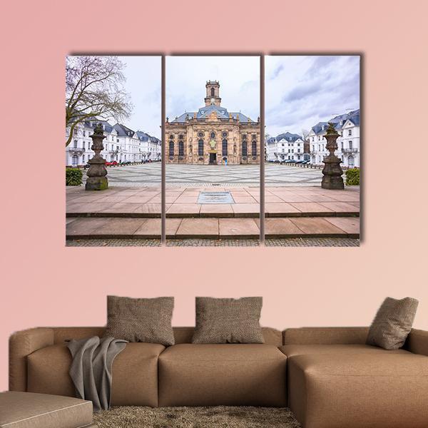 Protestant Church Saarbrucken Canvas Wall Art-3 Horizontal-Gallery Wrap-25" x 16"-Tiaracle