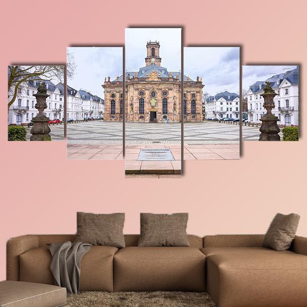 Protestant Church Saarbrucken Canvas Wall Art-5 Star-Gallery Wrap-62" x 32"-Tiaracle