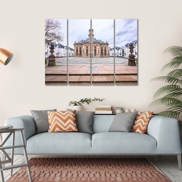 Protestant Church Saarbrucken Canvas Wall Art-4 Horizontal-Gallery Wrap-34" x 24"-Tiaracle