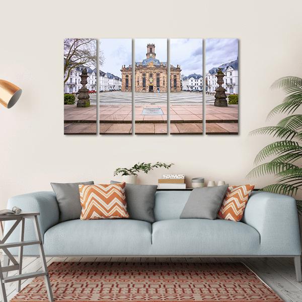 Protestant Church Saarbrucken Canvas Wall Art-5 Horizontal-Gallery Wrap-22" x 12"-Tiaracle