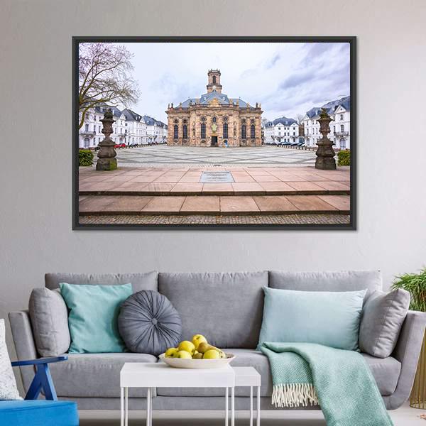 Protestant Church Saarbrucken Canvas Wall Art-3 Horizontal-Gallery Wrap-25" x 16"-Tiaracle