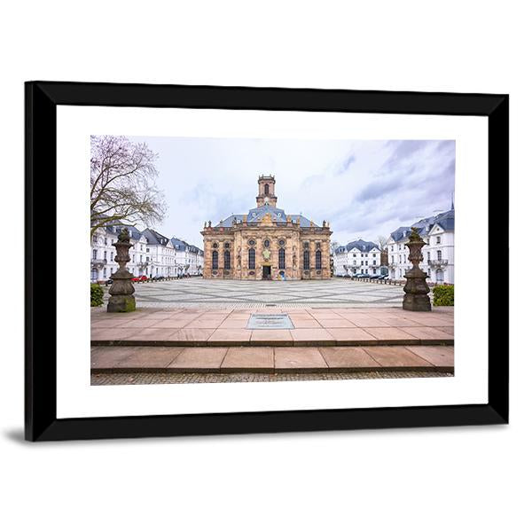 Protestant Church Saarbrucken Canvas Wall Art-3 Horizontal-Gallery Wrap-25" x 16"-Tiaracle