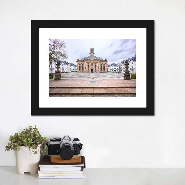 Protestant Church Saarbrucken Canvas Wall Art-1 Piece-Framed Print-20" x 16"-Tiaracle