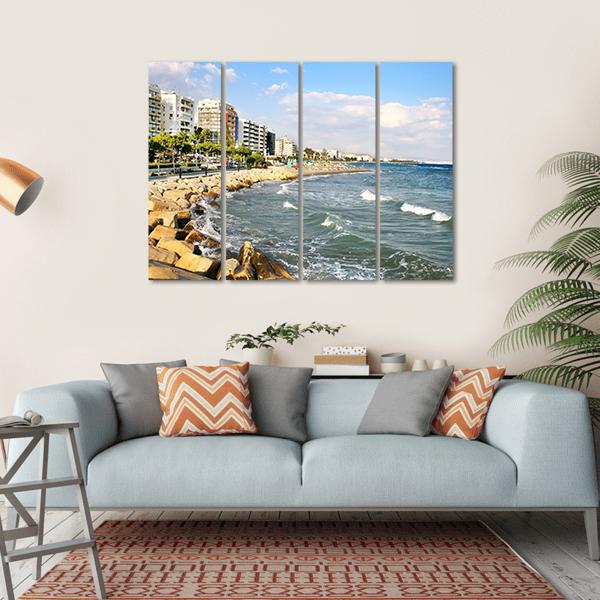Public Beach In Limassol In Cyprus Canvas Wall Art-5 Horizontal-Gallery Wrap-22" x 12"-Tiaracle