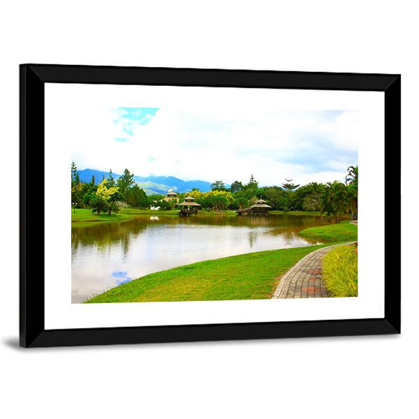 Public Lake Garden At Tenom Panoramic Canvas Wall Art-1 Piece-36" x 12"-Tiaracle