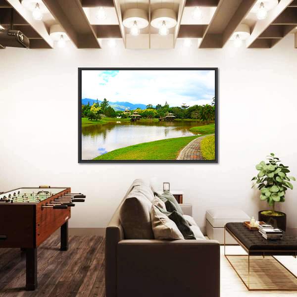 Public Lake Garden At Tenom Panoramic Canvas Wall Art-1 Piece-36" x 12"-Tiaracle