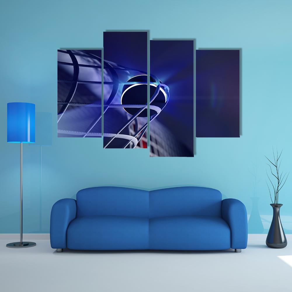 Puck In Net Of Ice Hockey Goal Canvas Wall Art-4 Pop-Gallery Wrap-50" x 32"-Tiaracle