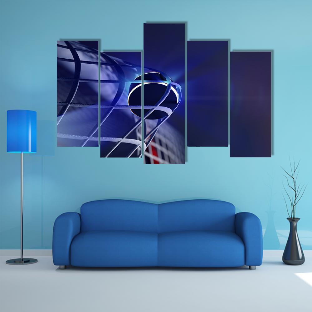 Puck In Net Of Ice Hockey Goal Canvas Wall Art-5 Pop-Gallery Wrap-47" x 32"-Tiaracle