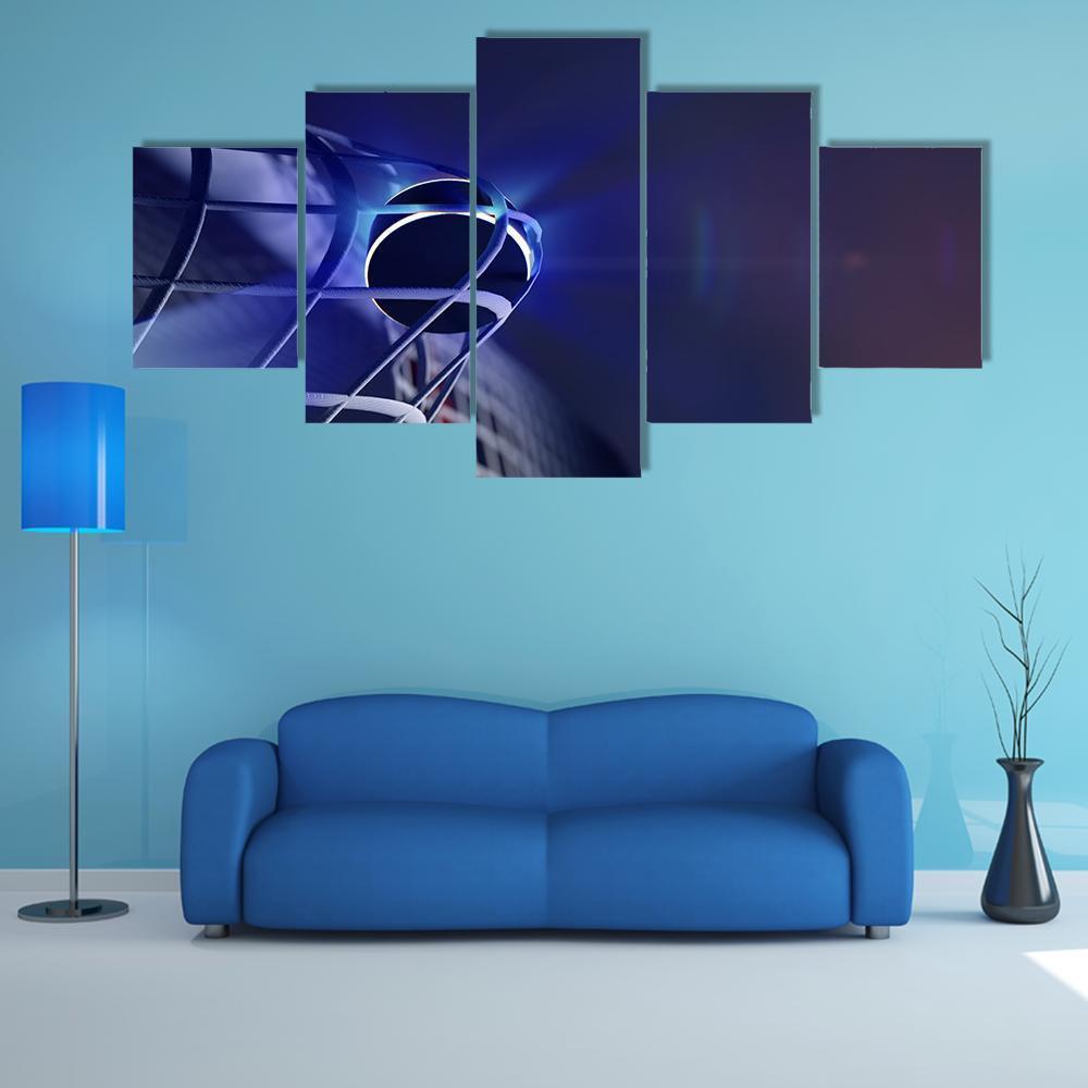 Puck In Net Of Ice Hockey Goal Canvas Wall Art-5 Star-Gallery Wrap-62" x 32"-Tiaracle