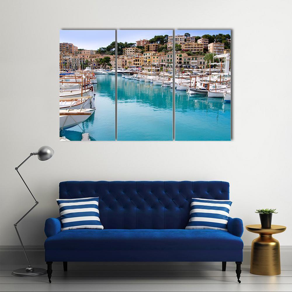 Puerto De Soller Port Of Mallorca Canvas Wall Art-4 Pop-Gallery Wrap-50" x 32"-Tiaracle
