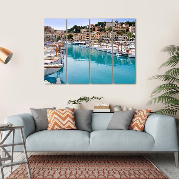 Puerto De Soller Port Of Mallorca Canvas Wall Art-4 Horizontal-Gallery Wrap-34" x 24"-Tiaracle