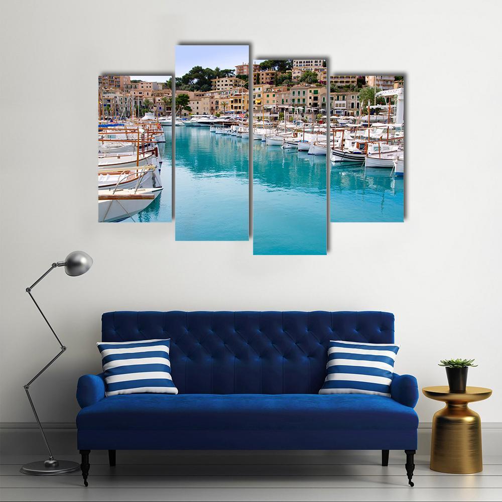 Puerto De Soller Port Of Mallorca Canvas Wall Art-4 Pop-Gallery Wrap-50" x 32"-Tiaracle