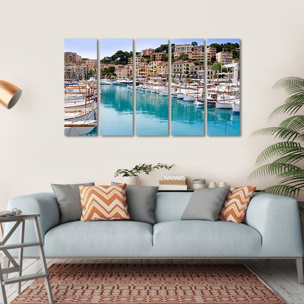 Puerto De Soller Port Of Mallorca Canvas Wall Art-5 Horizontal-Gallery Wrap-22" x 12"-Tiaracle