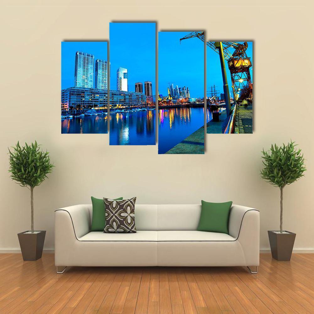 Puerto Madero At Night Canvas Wall Art-4 Pop-Gallery Wrap-50" x 32"-Tiaracle