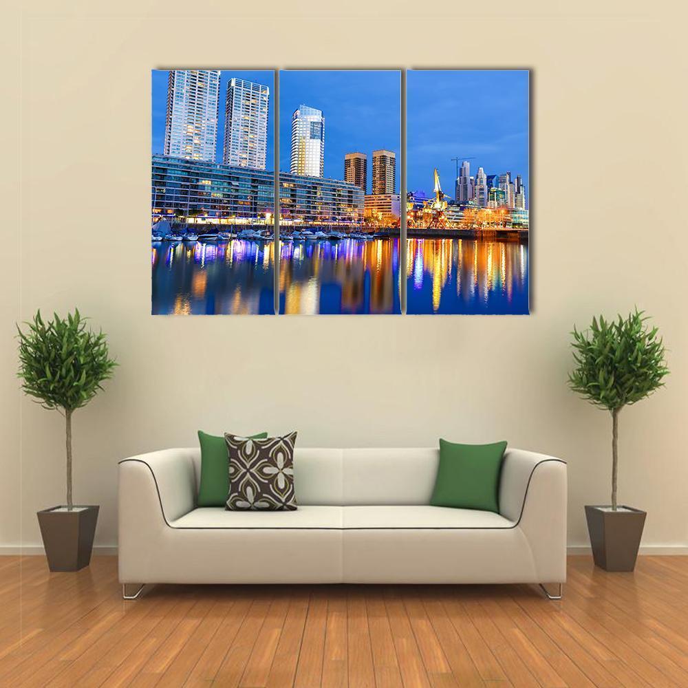 Puerto Madero In Buenos Aires Canvas Wall Art-3 Horizontal-Gallery Wrap-37" x 24"-Tiaracle