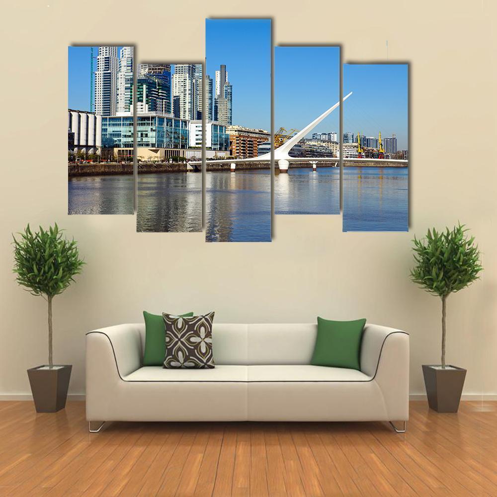 Puerto Madero In Buenos Aires Canvas Wall Art-5 Pop-Gallery Wrap-47" x 32"-Tiaracle