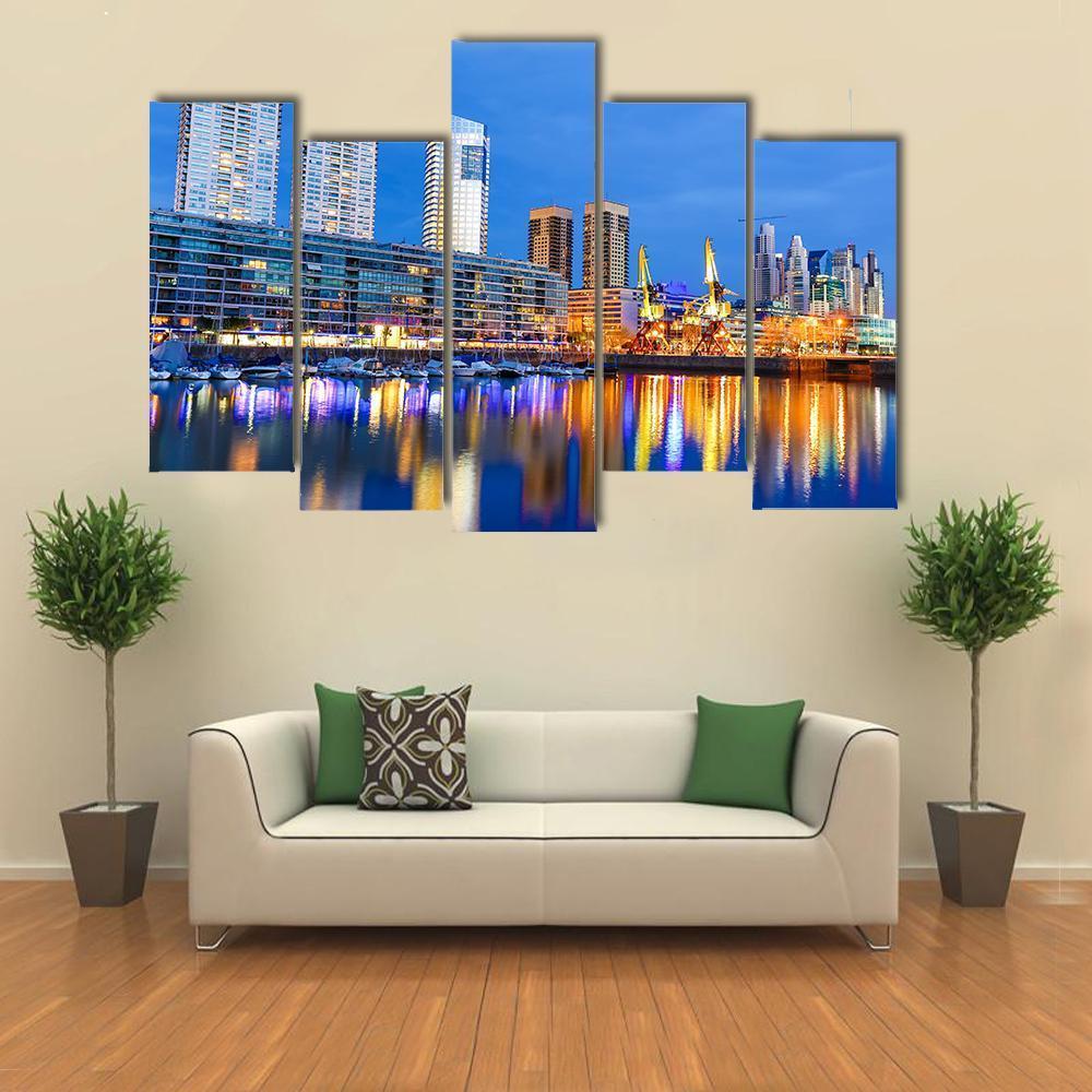 Puerto Madero In Buenos Aires Canvas Wall Art-5 Pop-Gallery Wrap-47" x 32"-Tiaracle