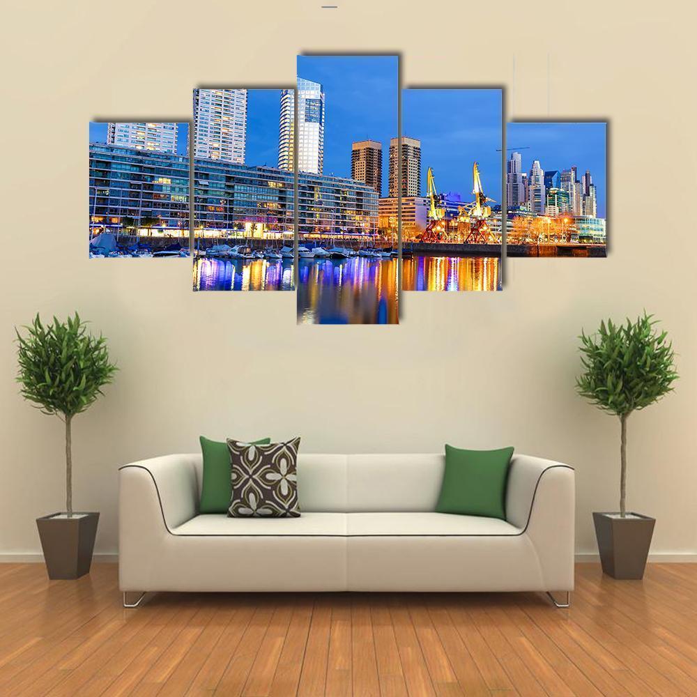Puerto Madero In Buenos Aires Canvas Wall Art-5 Star-Gallery Wrap-62" x 32"-Tiaracle