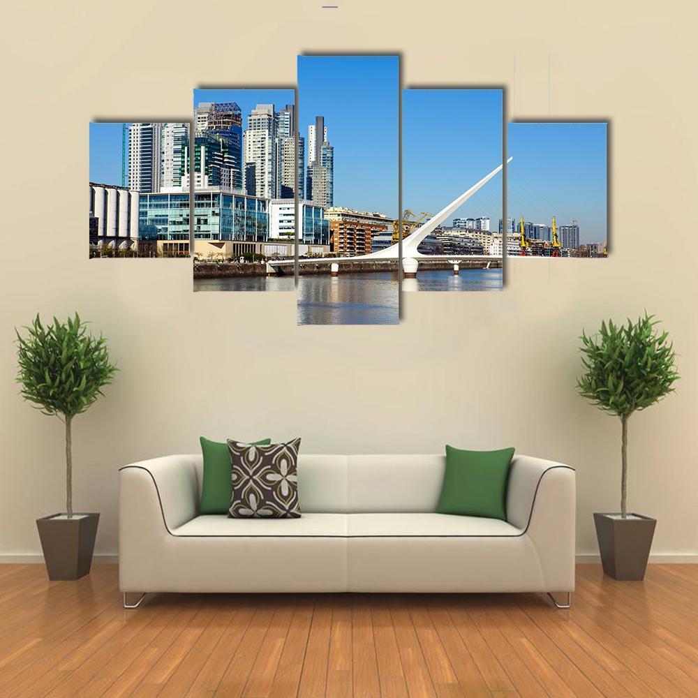 Puerto Madero In Buenos Aires Canvas Wall Art-5 Star-Gallery Wrap-62" x 32"-Tiaracle