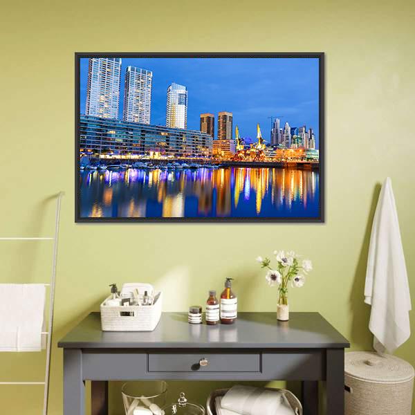 Puerto Madero In Buenos Aires Canvas Wall Art-1 Piece-Floating Frame-24" x 16"-Tiaracle