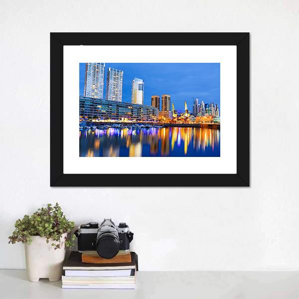 Puerto Madero In Buenos Aires Canvas Wall Art-1 Piece-Framed Print-20" x 16"-Tiaracle