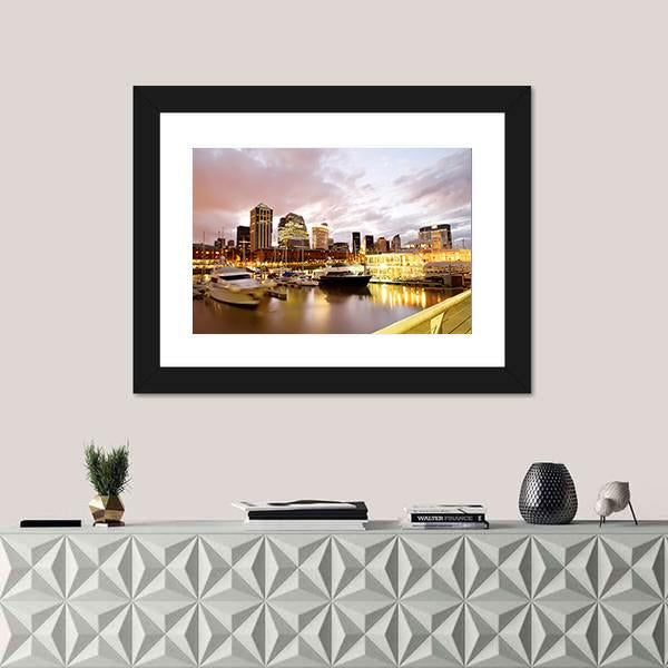 Puerto Madero In Evening Canvas Wall Art-1 Piece-Framed Print-20" x 16"-Tiaracle