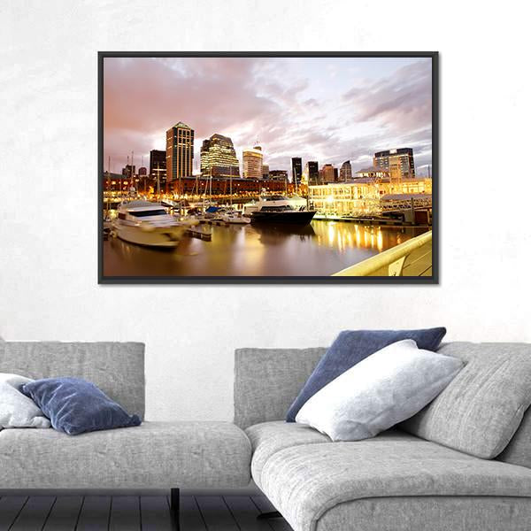 Puerto Madero In Evening Canvas Wall Art-3 Horizontal-Gallery Wrap-25" x 16"-Tiaracle