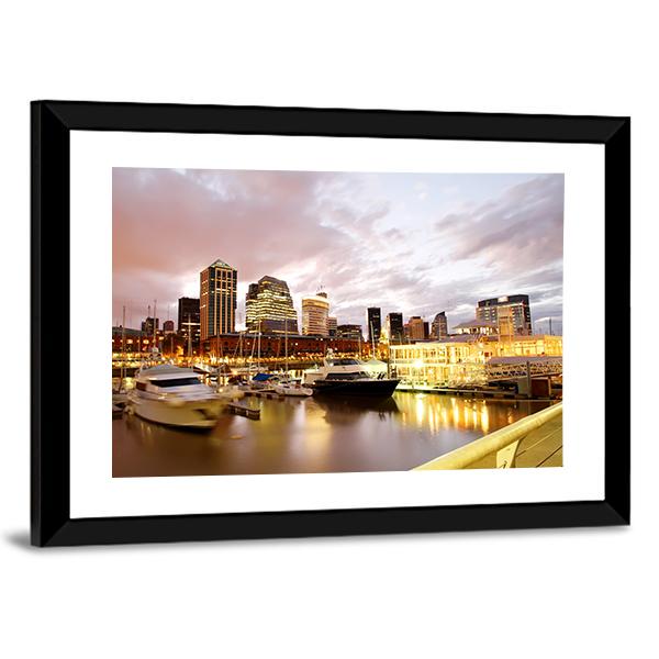 Puerto Madero In Evening Canvas Wall Art-3 Horizontal-Gallery Wrap-25" x 16"-Tiaracle