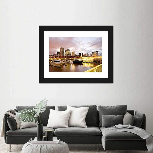 Puerto Madero In Evening Canvas Wall Art-3 Horizontal-Gallery Wrap-25" x 16"-Tiaracle