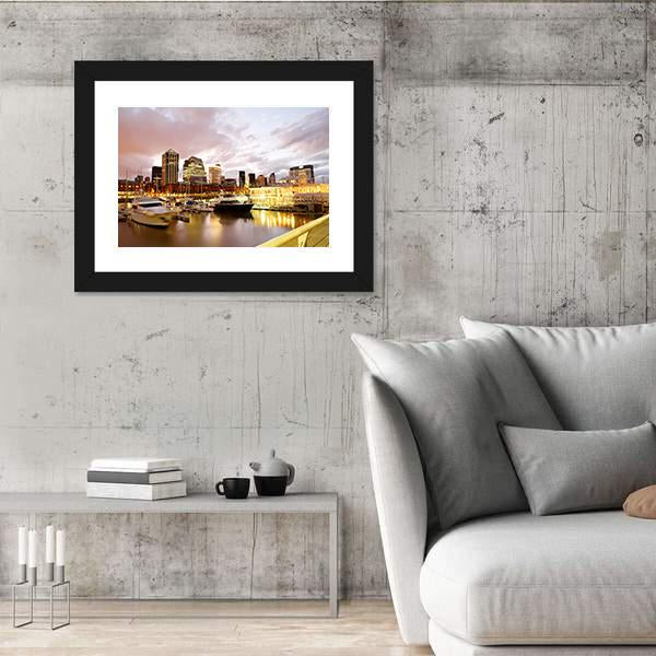 Puerto Madero In Evening Canvas Wall Art-3 Horizontal-Gallery Wrap-25" x 16"-Tiaracle