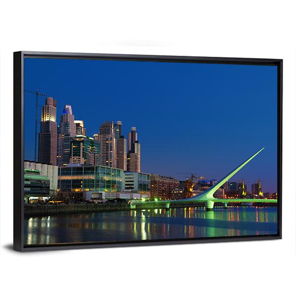 Puerto Madero Neighbourhood At Night Canvas Wall Art-3 Horizontal-Gallery Wrap-25" x 16"-Tiaracle
