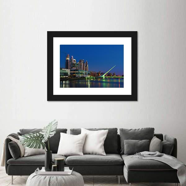 Puerto Madero Neighbourhood At Night Canvas Wall Art-3 Horizontal-Gallery Wrap-25" x 16"-Tiaracle
