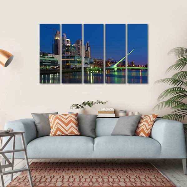 Puerto Madero Neighbourhood At Night Canvas Wall Art-5 Horizontal-Gallery Wrap-22" x 12"-Tiaracle