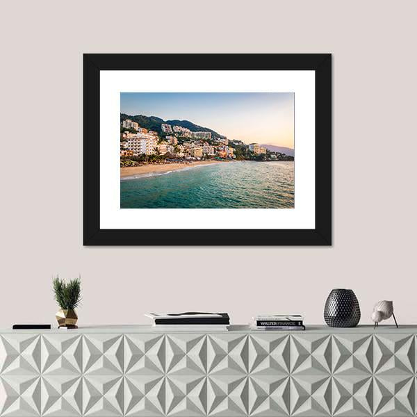 Puerto Vallarta In Jalisco Mexico Canvas Wall Art-1 Piece-Framed Print-20" x 16"-Tiaracle