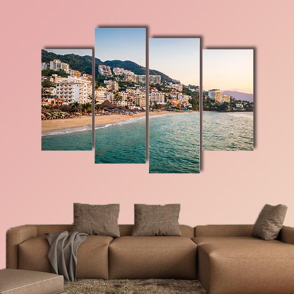Puerto Vallarta In Jalisco Mexico Canvas Wall Art-4 Pop-Gallery Wrap-50" x 32"-Tiaracle