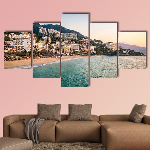 Puerto Vallarta In Jalisco Mexico Canvas Wall Art-5 Star-Gallery Wrap-62" x 32"-Tiaracle