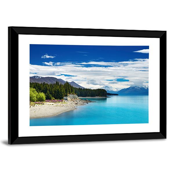 Pukaki Lake In New Zealand Canvas Wall Art-5 Horizontal-Gallery Wrap-22" x 12"-Tiaracle
