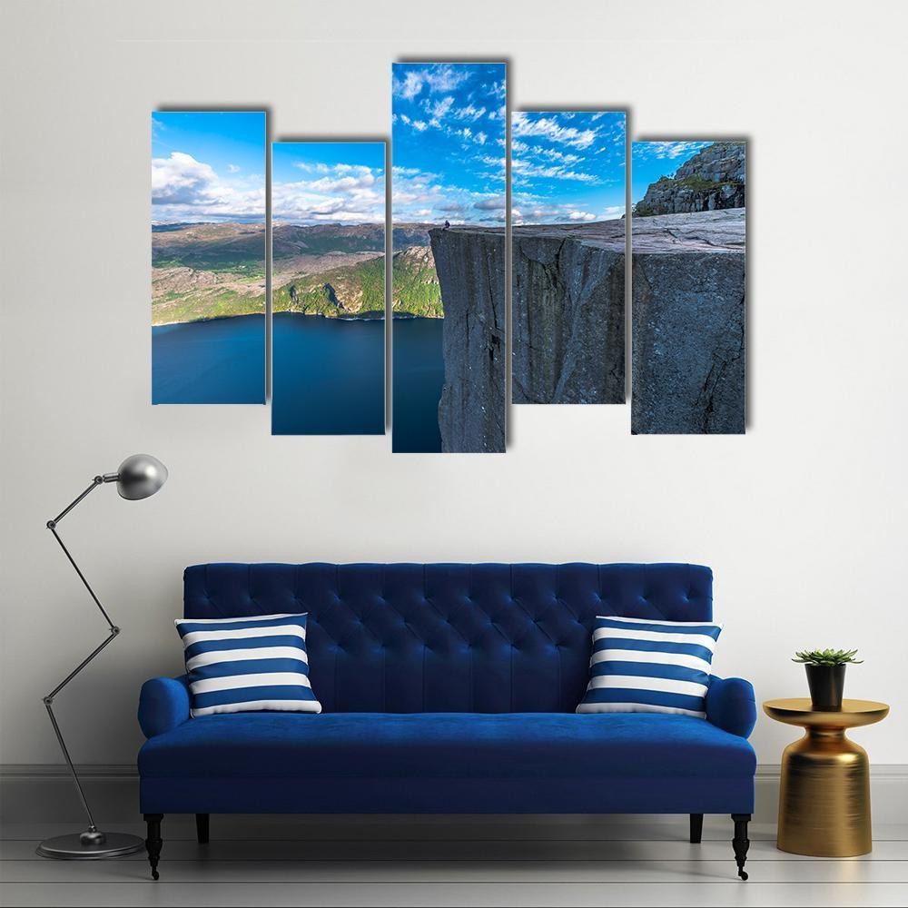 Pulpit Rock Norway Canvas Wall Art-5 Pop-Gallery Wrap-47" x 32"-Tiaracle